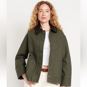 NWT Old Navy Canvas Barn Jacket Heritage Green Coat Small Tall